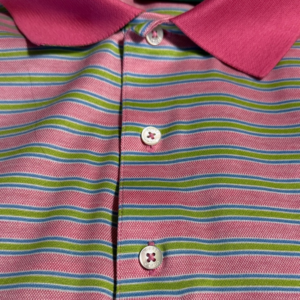 Eye catching Bobby Jones Vibrant Pink and Green Striped Polo